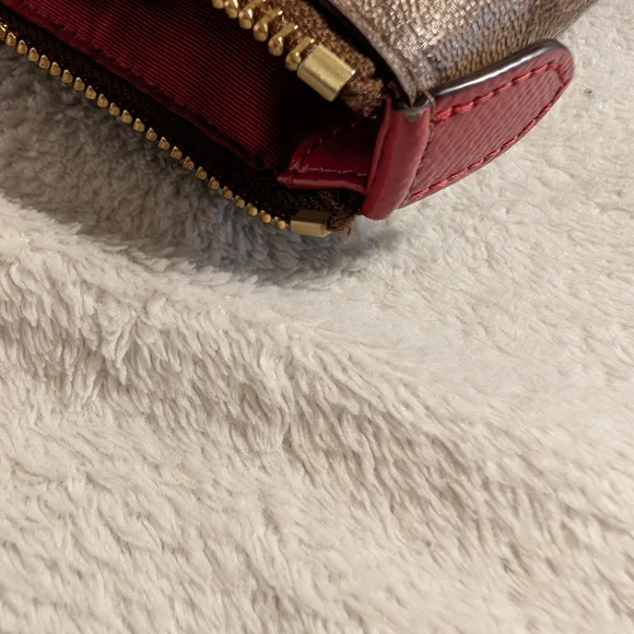 Coach Signature Canvas Tote with Red Trim and Gold Hardware - Picture 8 of 9